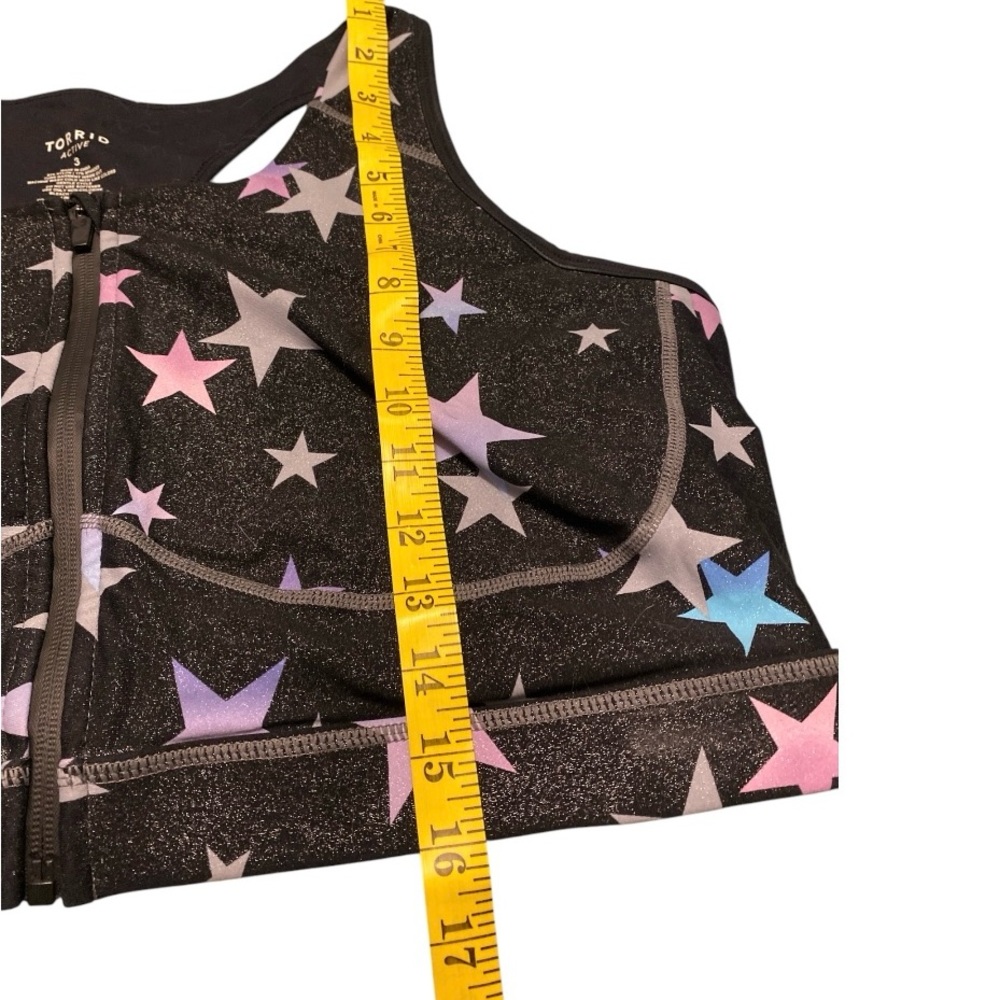 Torrid Zip Front Longline Low-Impact Sports Bra Size 3 Grey Shine Star Core Yoga - Picture 9 of 15